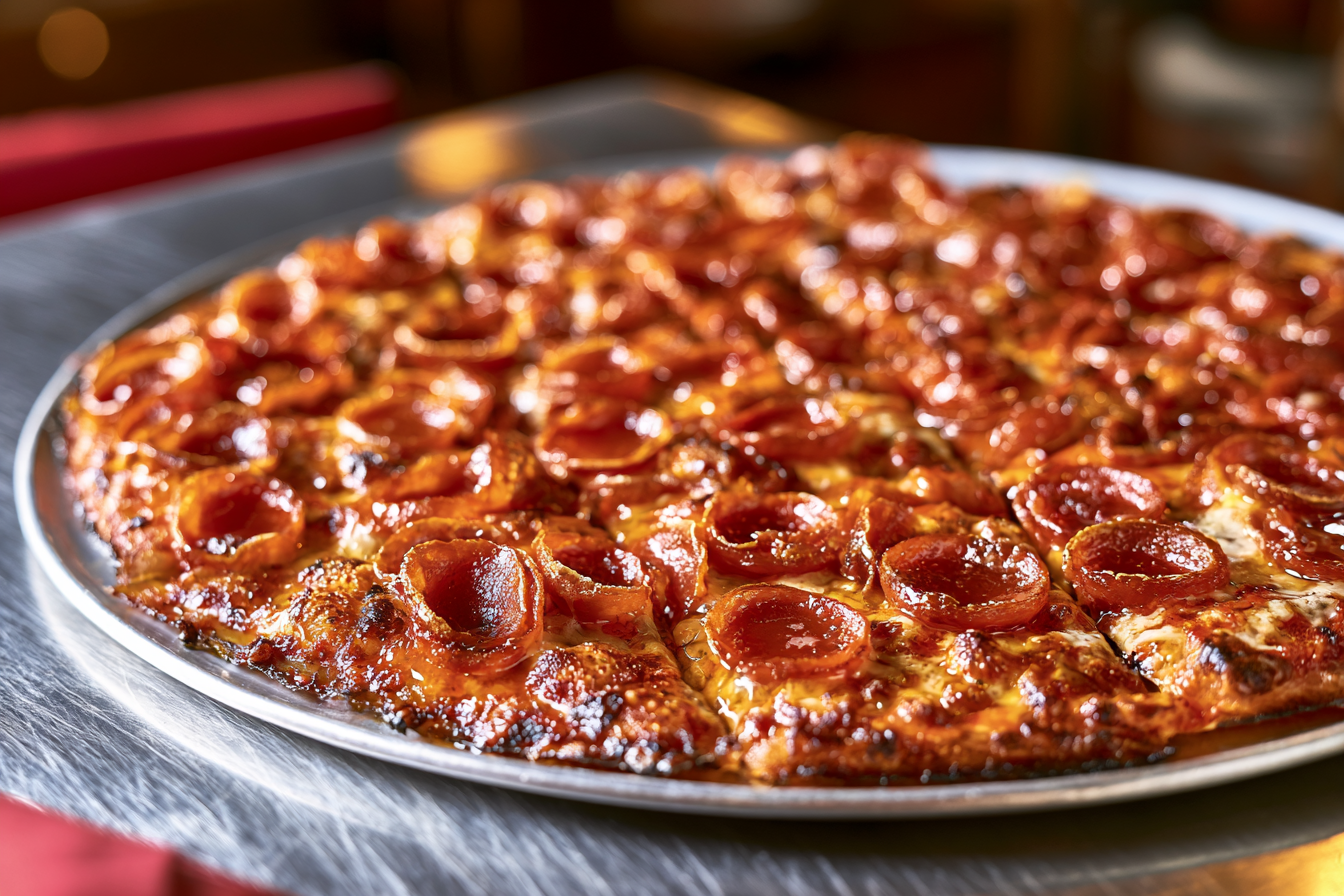 Provel thin crust pizza at Ricky's